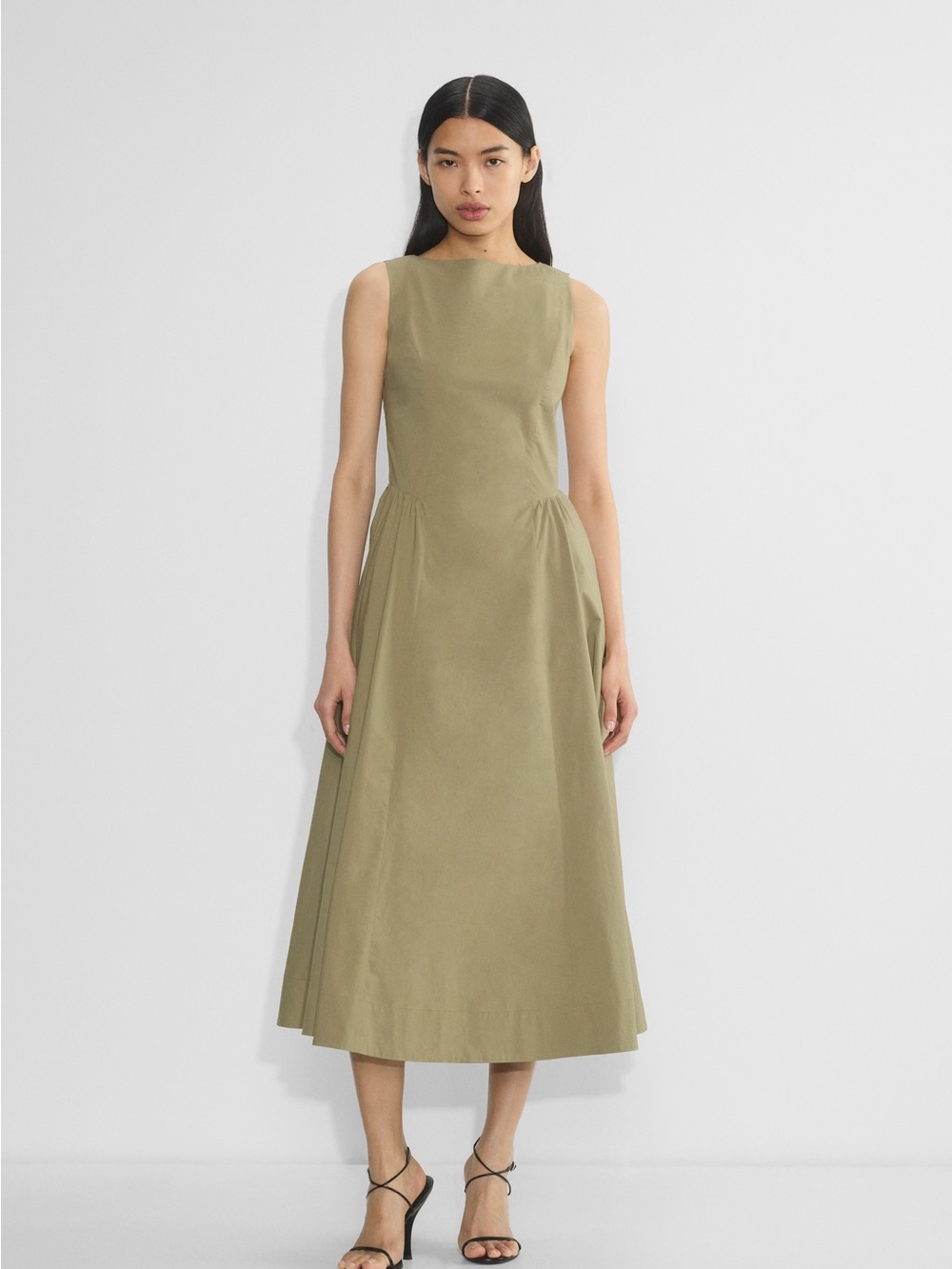 Aritzia Babaton Tina Poplin Dress Sundried Olive 2 NWOT